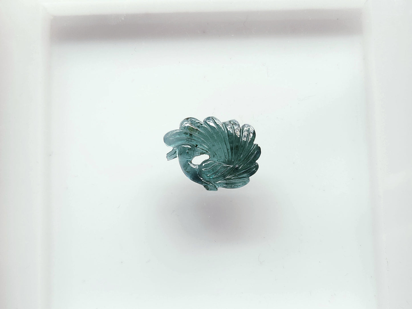 Natural Tourmaline Peacock Carving | Hand-Carved Bird Gemstone