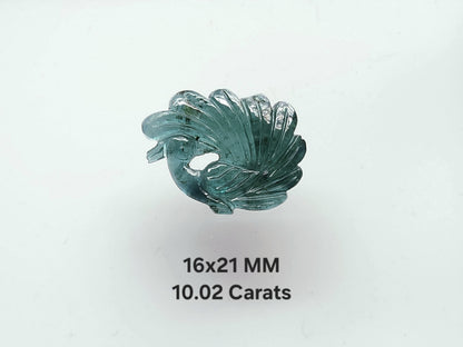 Natural Tourmaline Peacock Carving | Hand-Carved Bird Gemstone