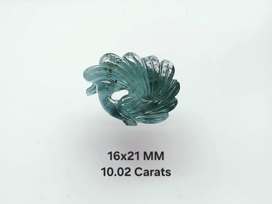 Natural Tourmaline Peacock Carving | Hand-Carved Bird Gemstone