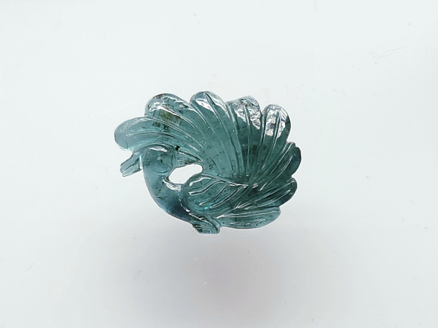 Natural Tourmaline Peacock Carving | Hand-Carved Bird Gemstone