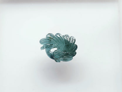 Natural Tourmaline Peacock Carving | Hand-Carved Bird Gemstone