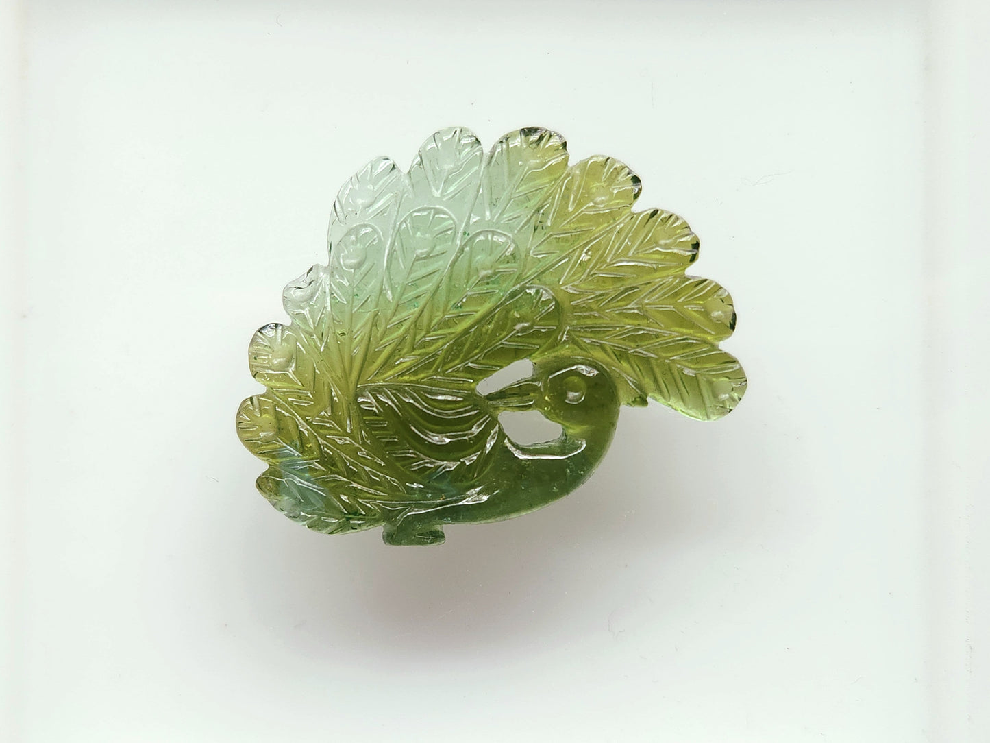 Rare! Natural Tourmaline Peacock Carving | Hand-Carved Bird Gemstone