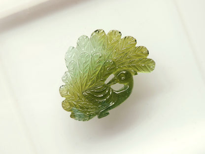 Rare! Natural Tourmaline Peacock Carving | Hand-Carved Bird Gemstone