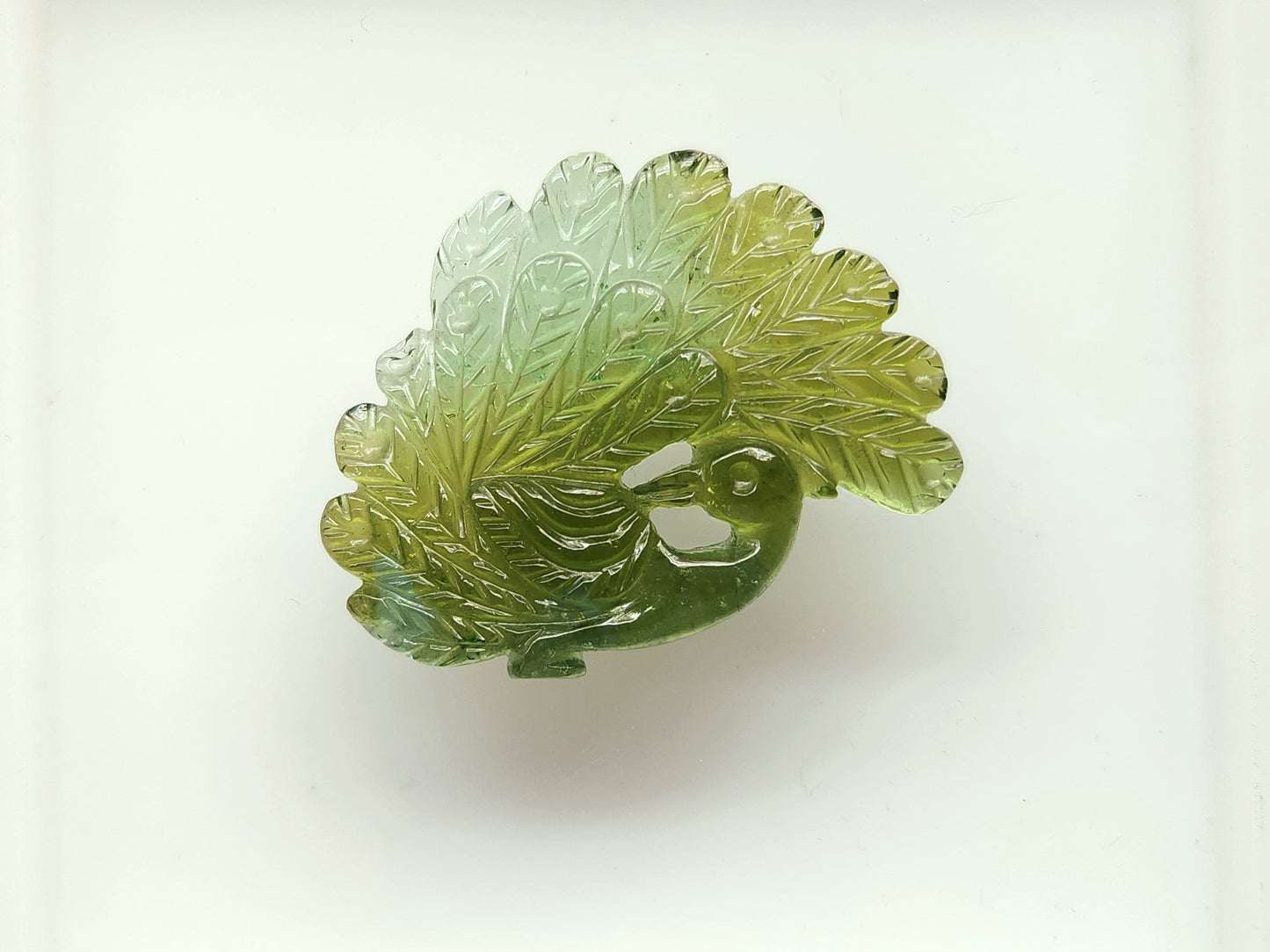 Rare! Natural Tourmaline Peacock Carving | Hand-Carved Bird Gemstone