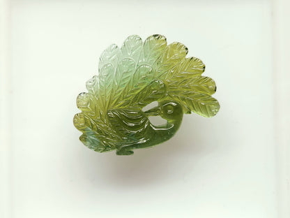 Rare! Natural Tourmaline Peacock Carving | Hand-Carved Bird Gemstone