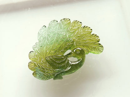 Rare! Natural Tourmaline Peacock Carving | Hand-Carved Bird Gemstone
