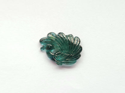 Natural Tourmaline Peacock Carving | Hand-Carved Bird Gemstone