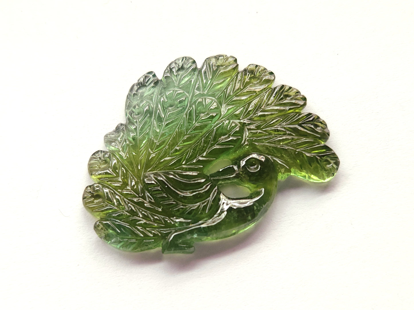Rare! Natural Tourmaline Peacock Carving | Hand-Carved Bird Gemstone