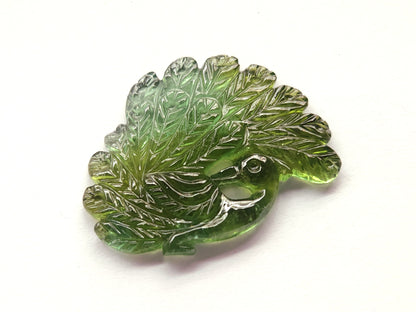 Rare! Natural Tourmaline Peacock Carving | Hand-Carved Bird Gemstone