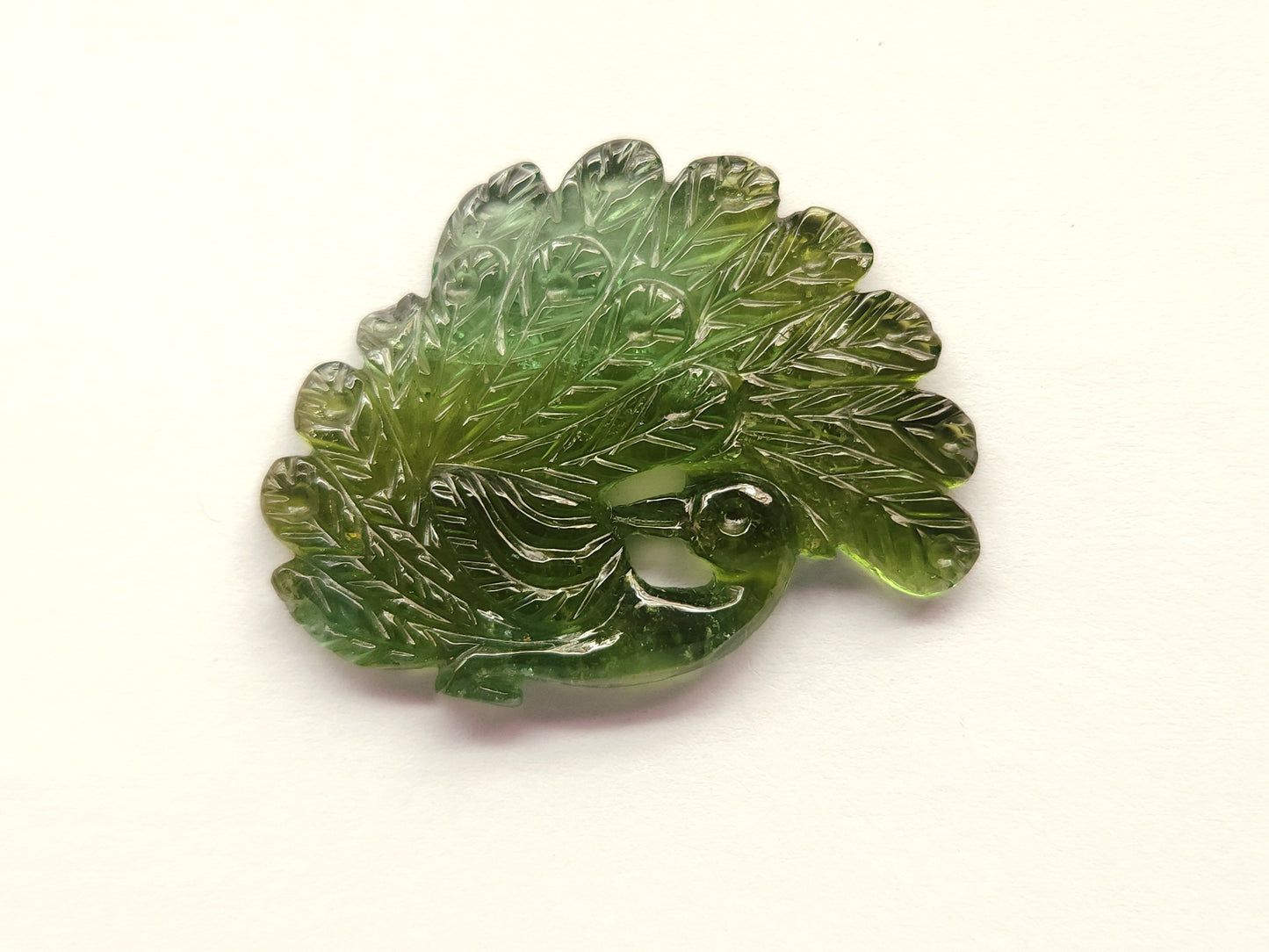 Rare! Natural Tourmaline Peacock Carving | Hand-Carved Bird Gemstone