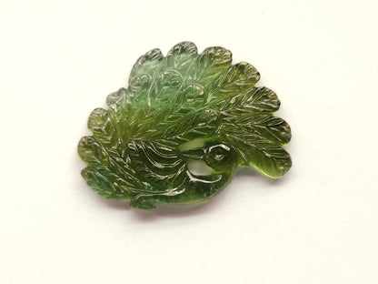 Rare! Natural Tourmaline Peacock Carving | Hand-Carved Bird Gemstone