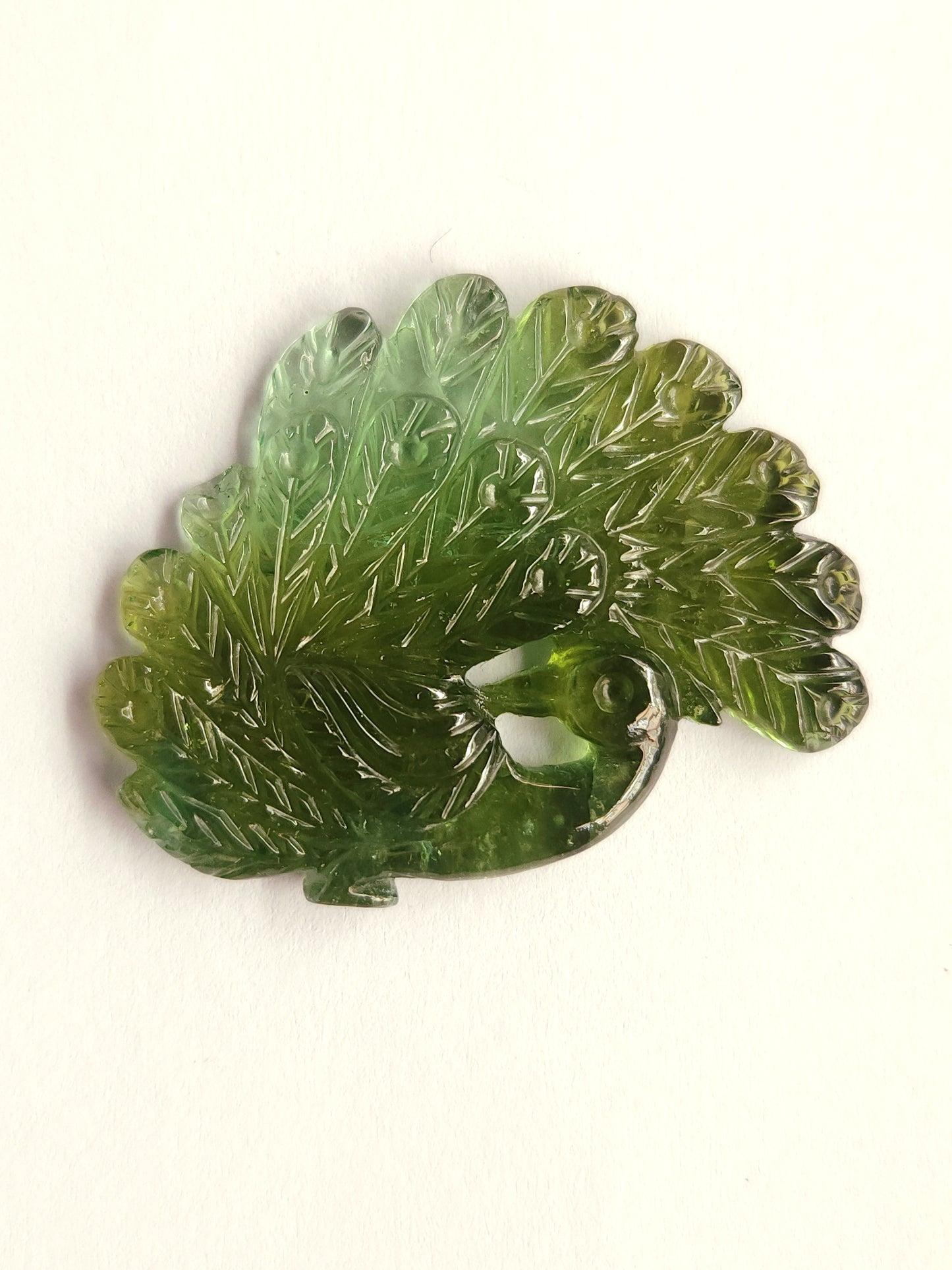 Rare! Natural Tourmaline Peacock Carving | Hand-Carved Bird Gemstone