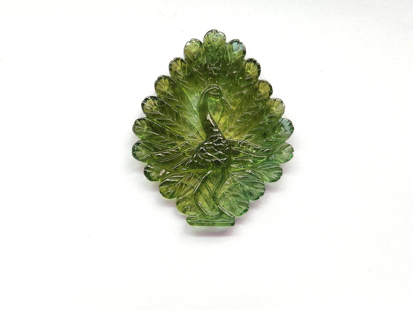 Rare! Natural Tourmaline Peacock Carving | Hand-Carved Bird Gemstone