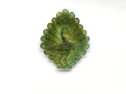Rare! Natural Tourmaline Peacock Carving | Hand-Carved Bird Gemstone