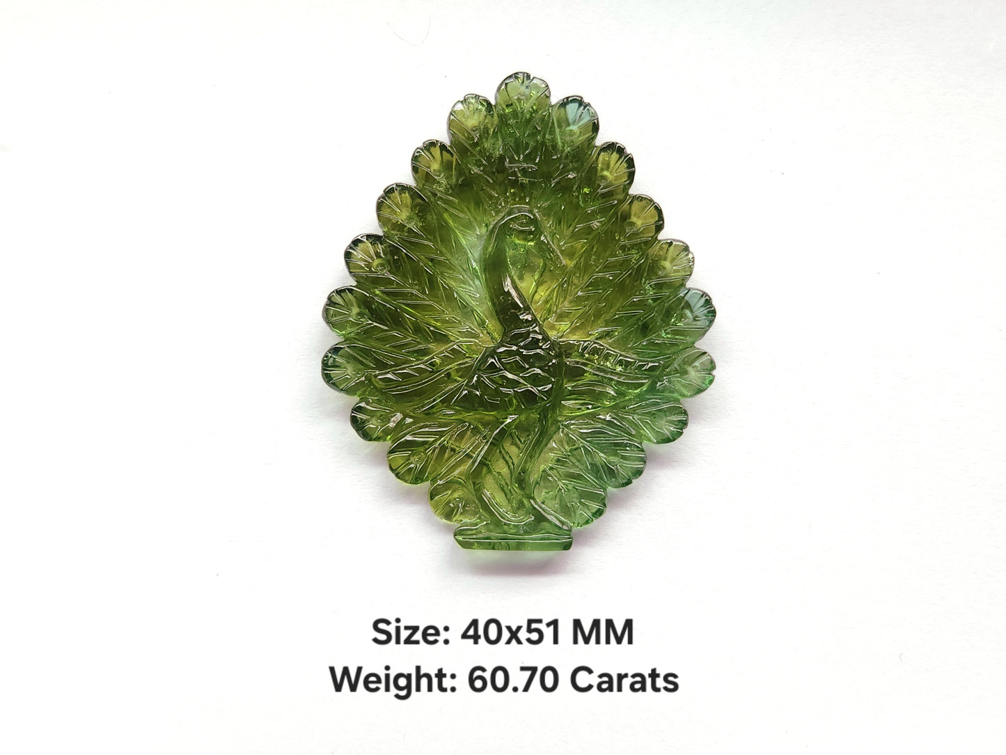 Rare! Natural Tourmaline Peacock Carving | Hand-Carved Bird Gemstone