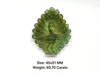 Rare! Natural Tourmaline Peacock Carving | Hand-Carved Bird Gemstone