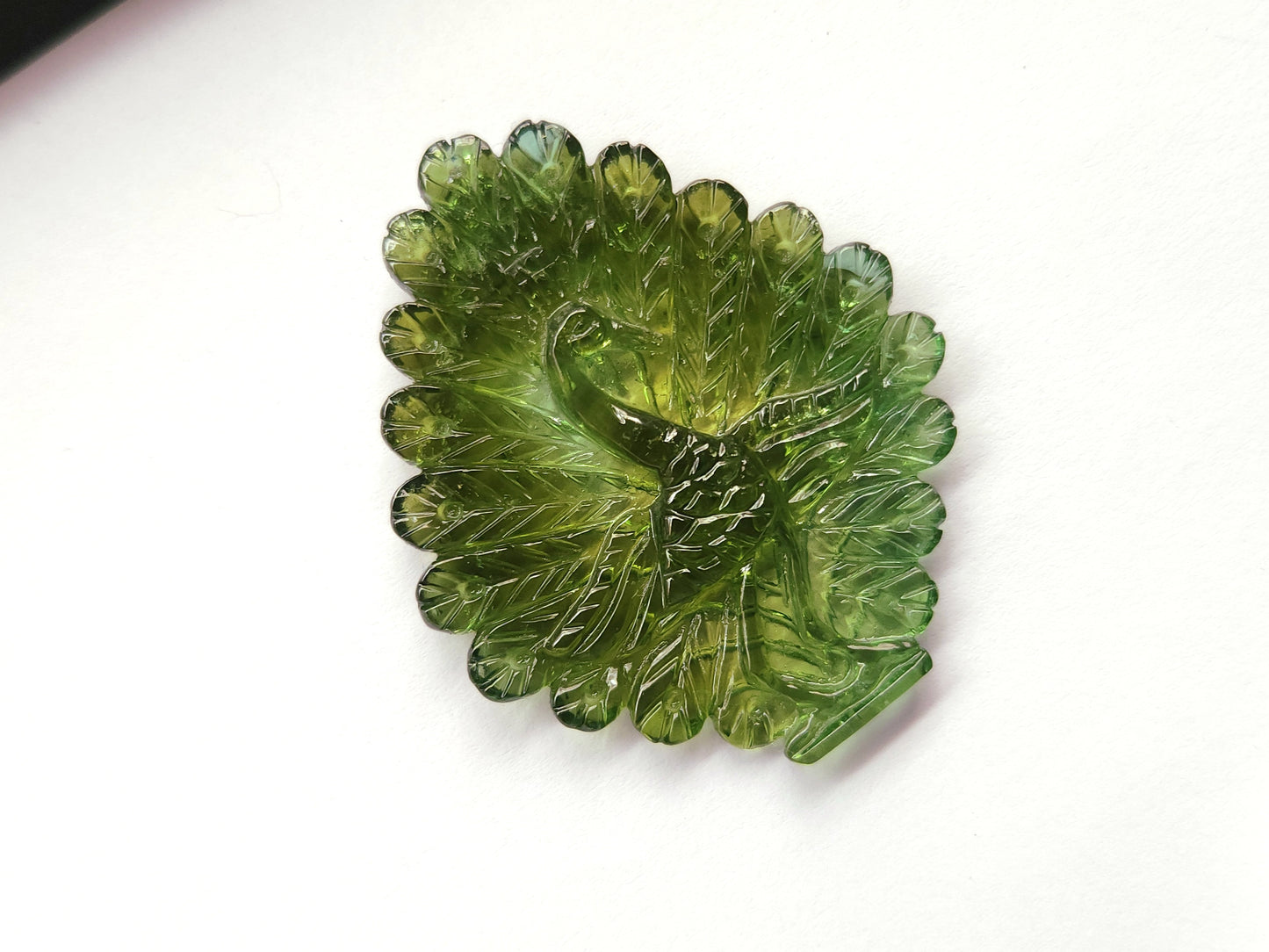 Rare! Natural Tourmaline Peacock Carving | Hand-Carved Bird Gemstone