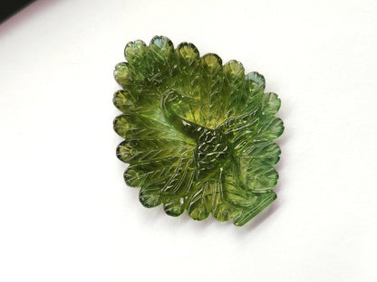Rare! Natural Tourmaline Peacock Carving | Hand-Carved Bird Gemstone