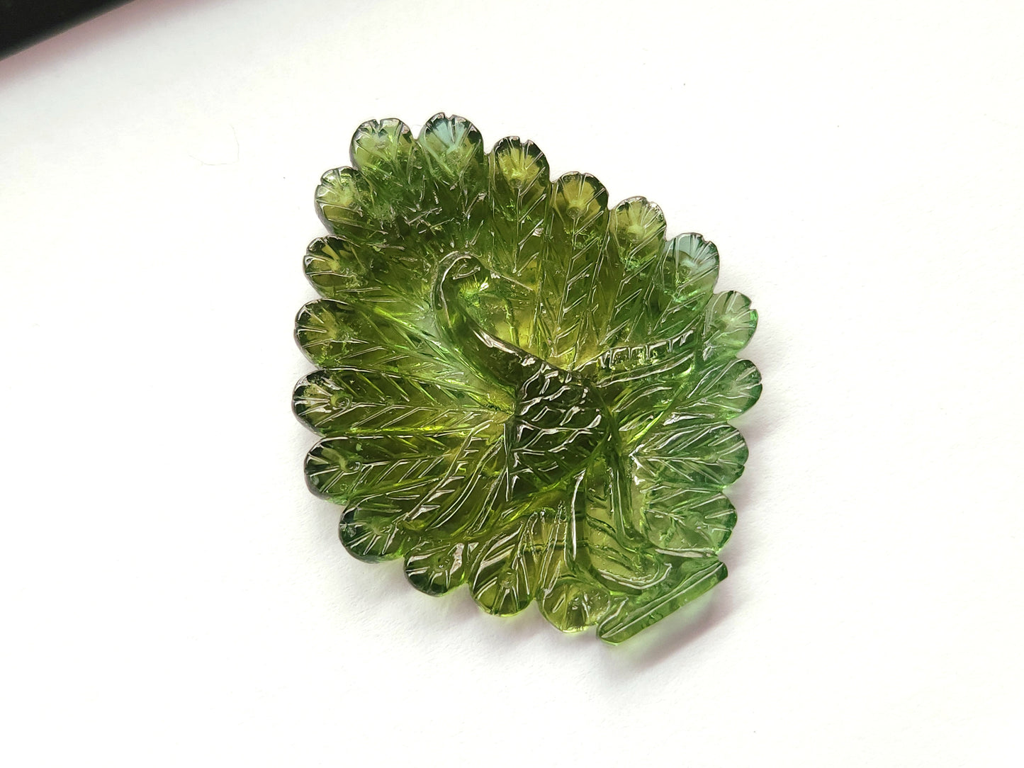 Rare! Natural Tourmaline Peacock Carving | Hand-Carved Bird Gemstone