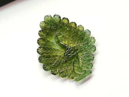 Rare! Natural Tourmaline Peacock Carving | Hand-Carved Bird Gemstone