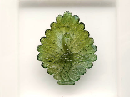 Rare! Natural Tourmaline Peacock Carving | Hand-Carved Bird Gemstone