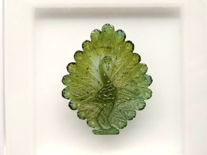 Rare! Natural Tourmaline Peacock Carving | Hand-Carved Bird Gemstone