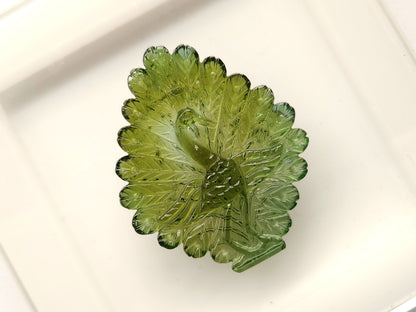 Rare! Natural Tourmaline Peacock Carving | Hand-Carved Bird Gemstone