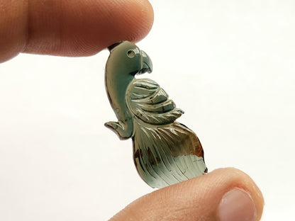 Natural Green Tourmaline Bird Carving | Hand-Carved Bird Gemstone