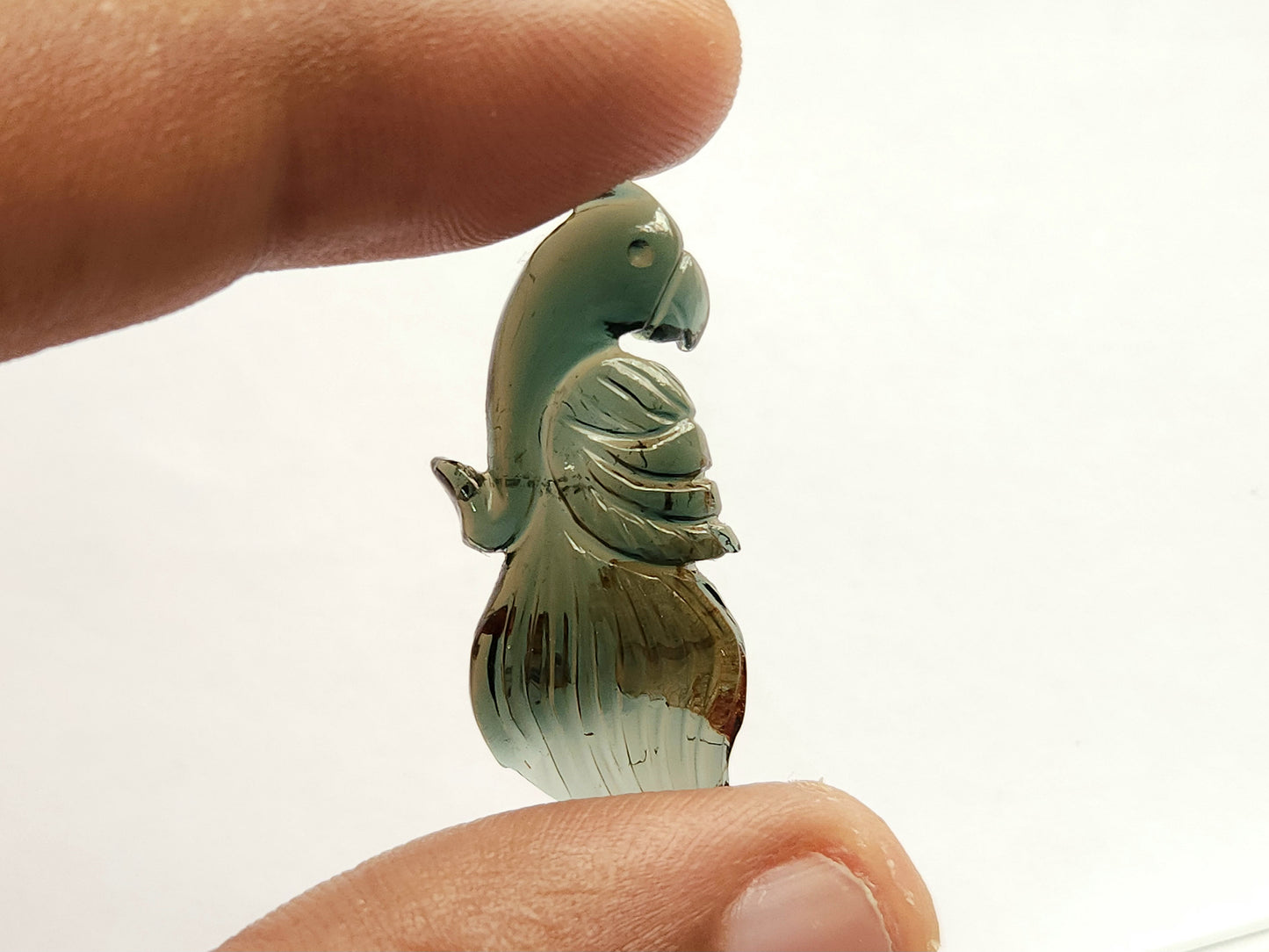 Natural Green Tourmaline Bird Carving | Hand-Carved Bird Gemstone