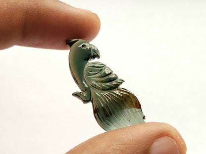 Natural Green Tourmaline Bird Carving | Hand-Carved Bird Gemstone
