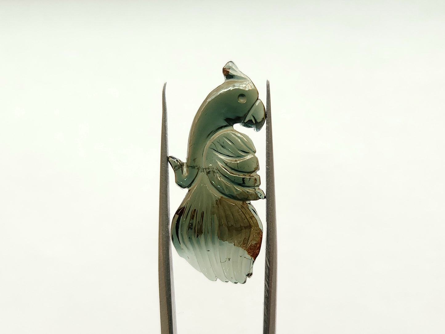 Natural Green Tourmaline Bird Carving | Hand-Carved Bird Gemstone
