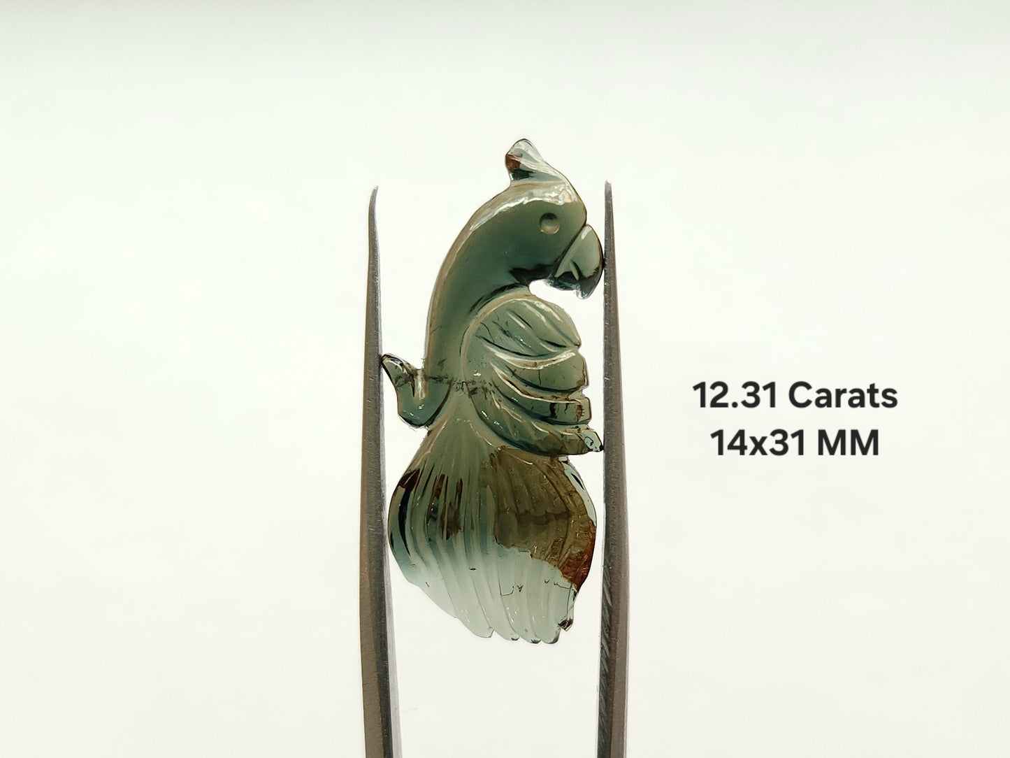 Natural Green Tourmaline Bird Carving | Hand-Carved Bird Gemstone