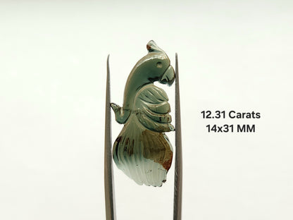 Natural Green Tourmaline Bird Carving | Hand-Carved Bird Gemstone