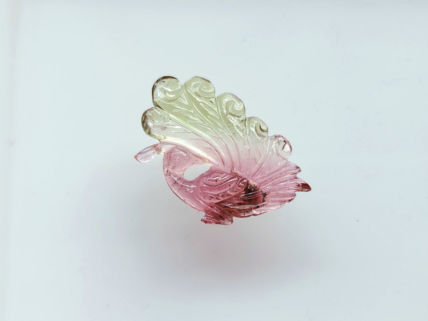 Rare! Natural Tourmaline Peacock Carving | Hand-Carved Bird Gemstone