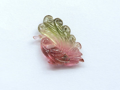 Rare! Natural Tourmaline Peacock Carving | Hand-Carved Bird Gemstone
