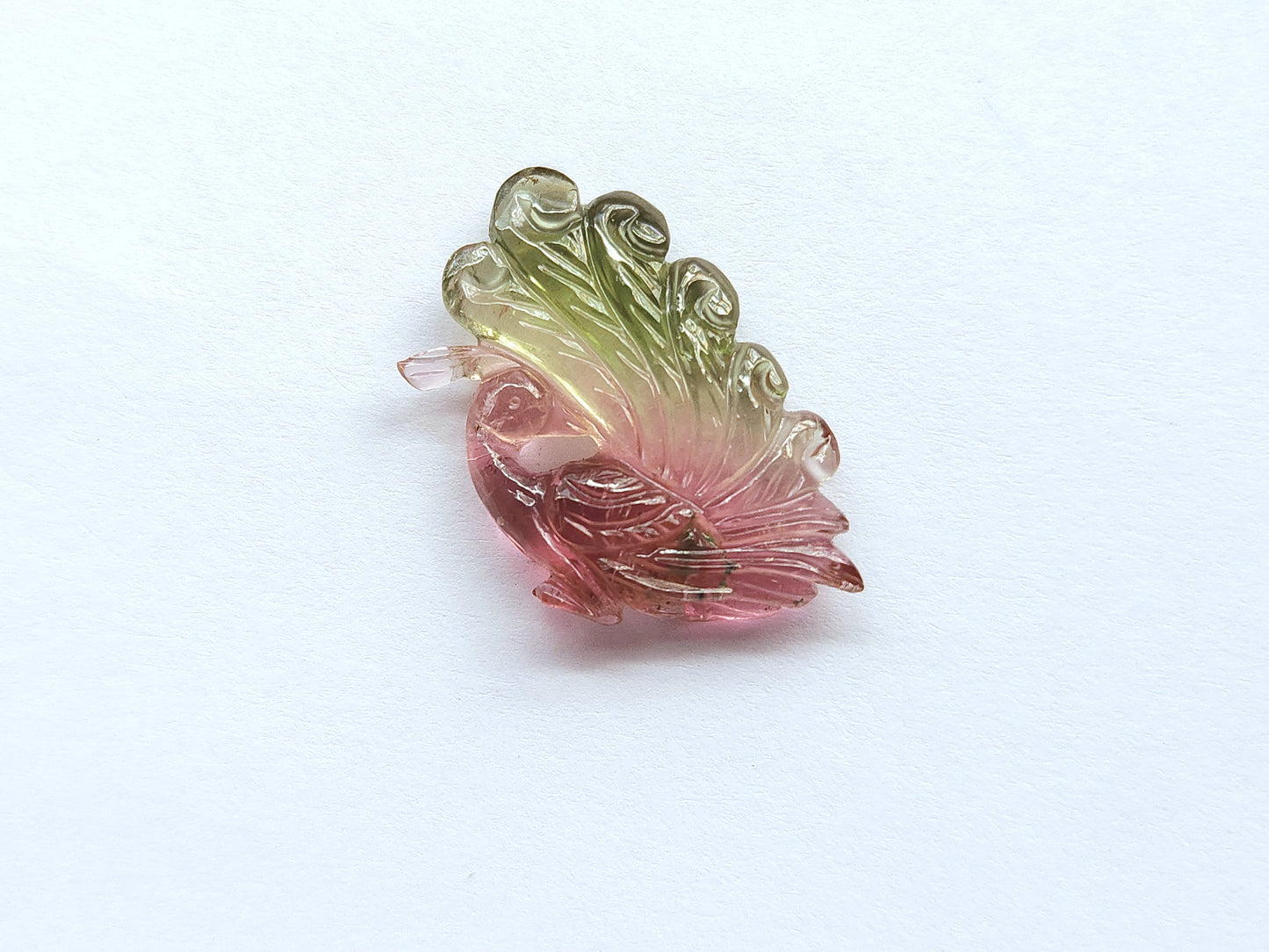Rare! Natural Tourmaline Peacock Carving | Hand-Carved Bird Gemstone