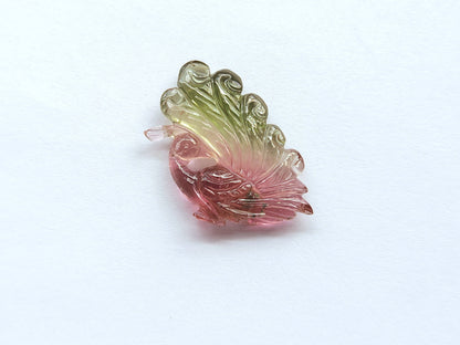 Rare! Natural Tourmaline Peacock Carving | Hand-Carved Bird Gemstone