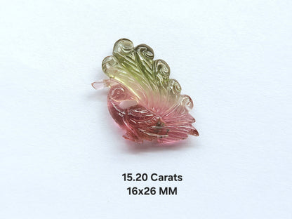 Rare! Natural Tourmaline Peacock Carving | Hand-Carved Bird Gemstone