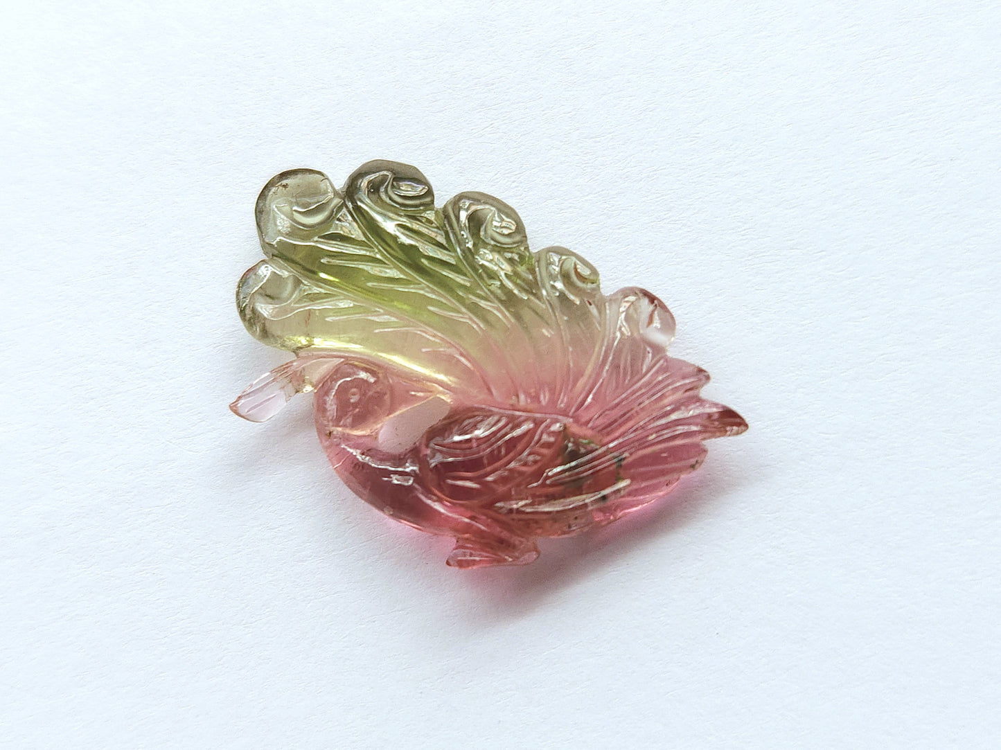 Rare! Natural Tourmaline Peacock Carving | Hand-Carved Bird Gemstone