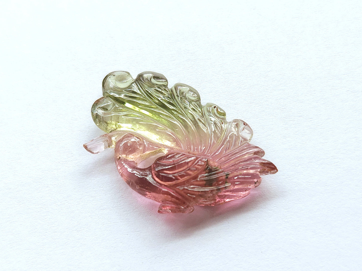Rare! Natural Tourmaline Peacock Carving | Hand-Carved Bird Gemstone