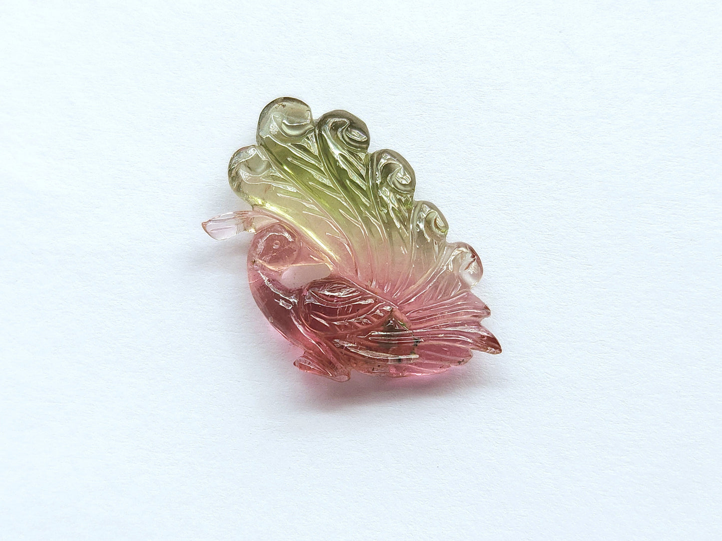 Rare! Natural Tourmaline Peacock Carving | Hand-Carved Bird Gemstone
