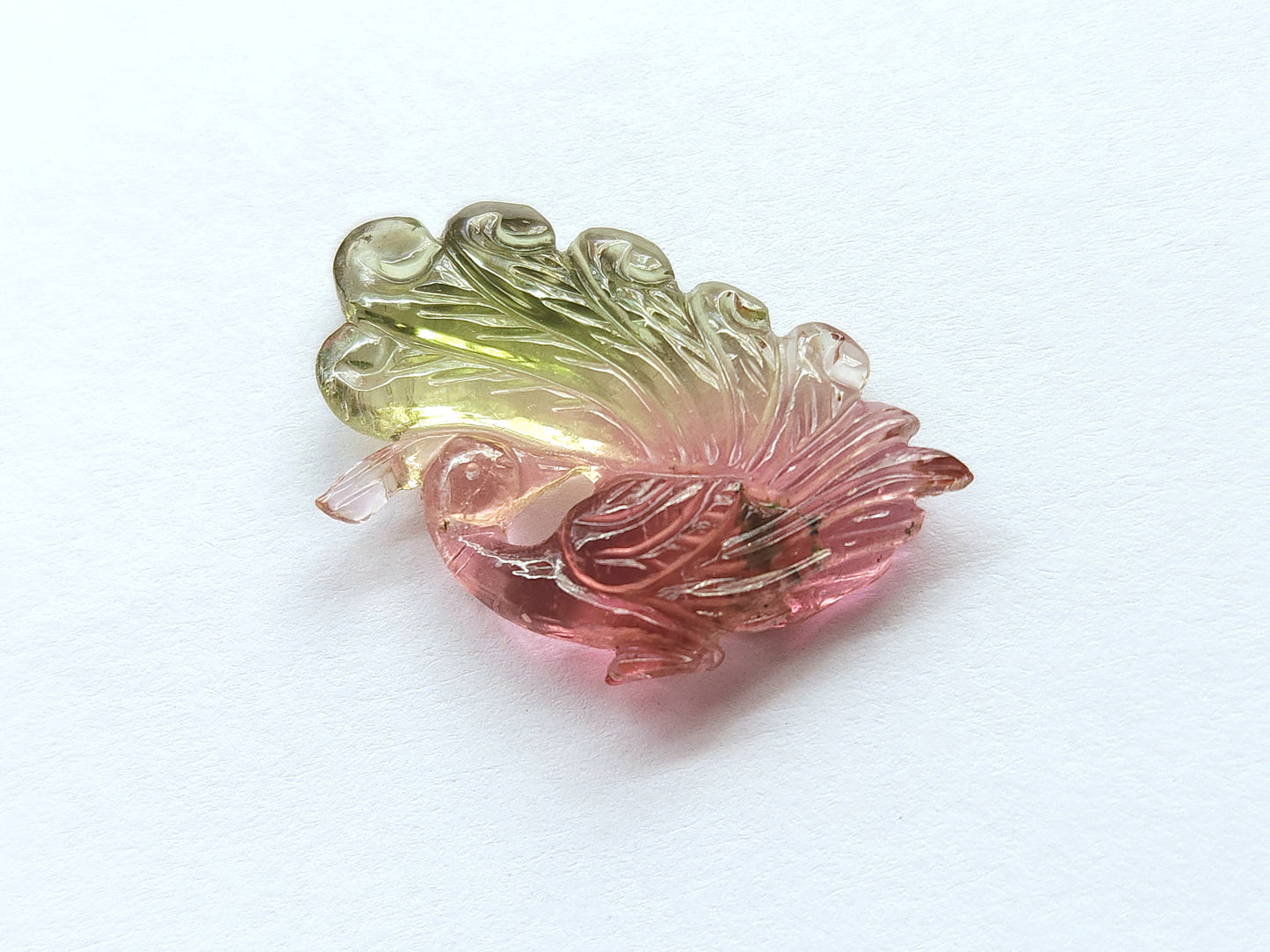 Rare! Natural Tourmaline Peacock Carving | Hand-Carved Bird Gemstone