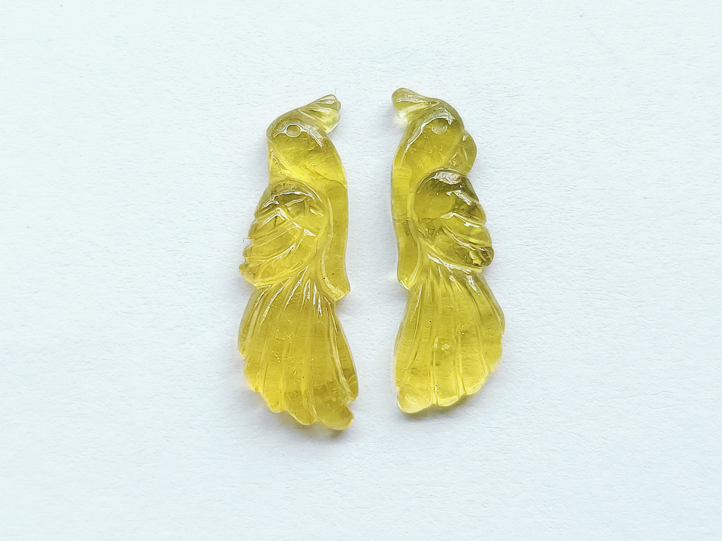 Rare! Natural Yellow Tourmaline Bird Carving | Hand-Carved Bird Pair Gemstone
