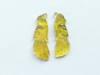 Rare! Natural Yellow Tourmaline Bird Carving | Hand-Carved Bird Pair Gemstone