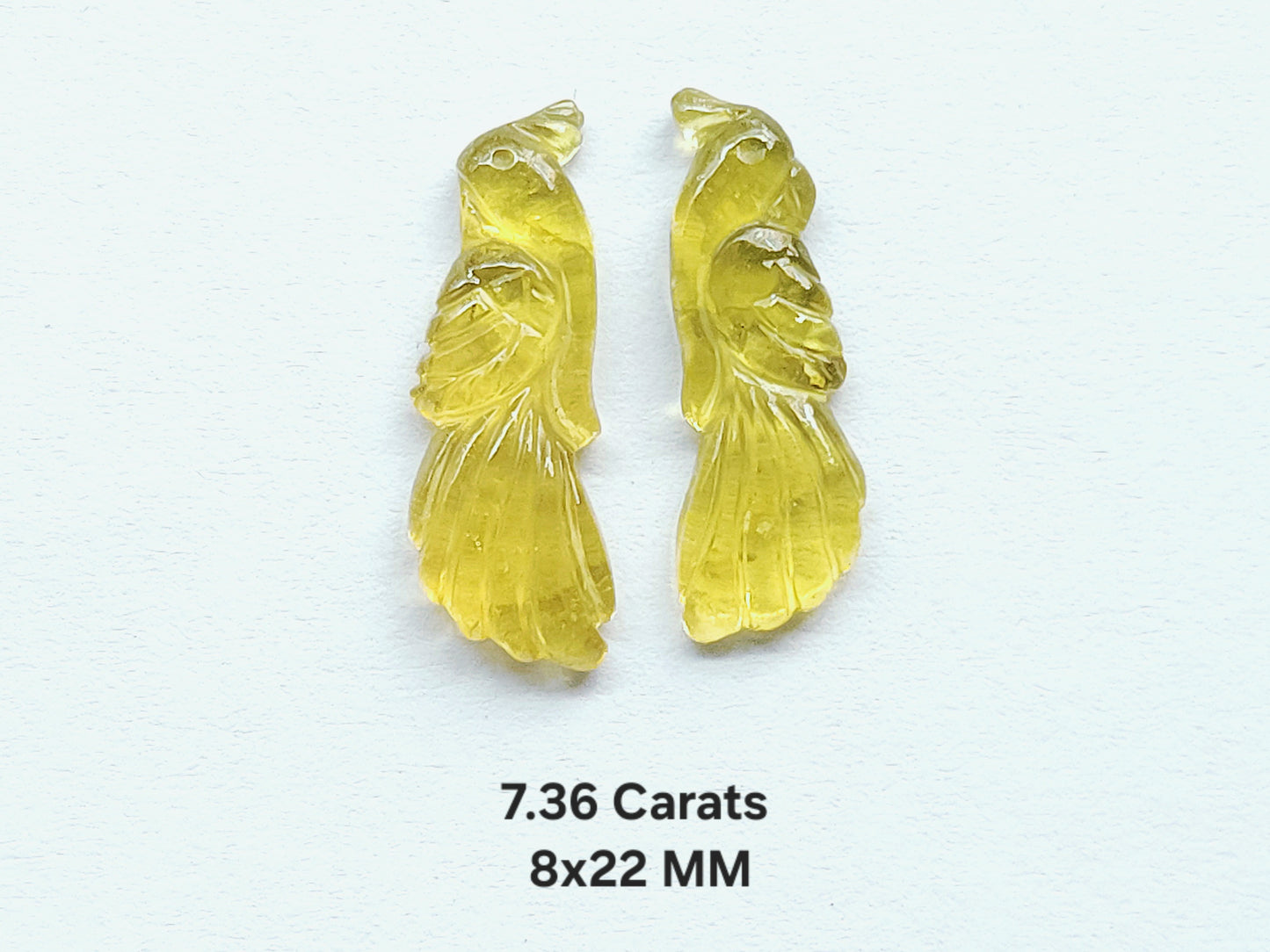 Rare! Natural Yellow Tourmaline Bird Carving | Hand-Carved Bird Pair Gemstone