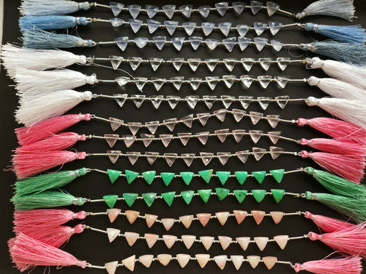 10 Pieces | Natural Gemstone Faceted Briolette Triangle Beads 10x10MM