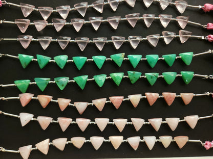 10 Pieces | Natural Gemstone Faceted Briolette Triangle Beads 10x10MM