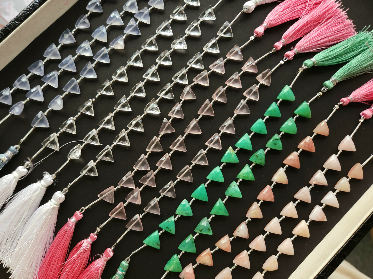 10 Pieces | Natural Gemstone Faceted Briolette Triangle Beads 10x10MM