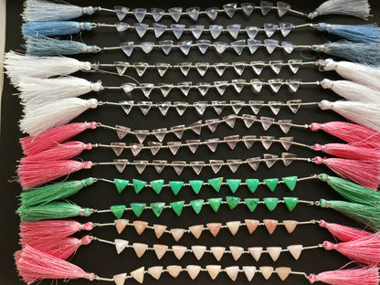 10 Pieces | Natural Gemstone Faceted Briolette Triangle Beads 10x10MM