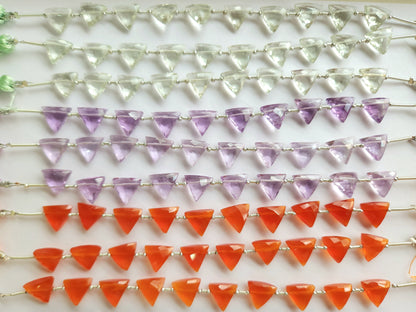 10 Pieces | Natural Gemstone Faceted Briolette Triangle Beads 10x10MM | Triangle Cut Beads